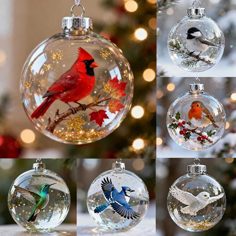 3D Hummingbird Christmas Ball Ornament – Clear Shatter-Resistant Christmas Tree Ornament Nixie
