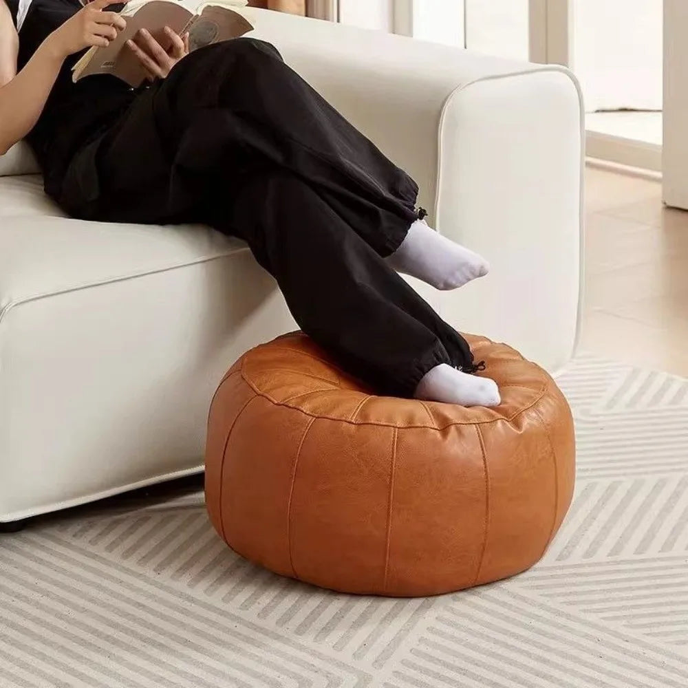 PU Leather Round Storage Ottoman Bench – Modern Home Pouf Storage Ottoman Bench Nixie