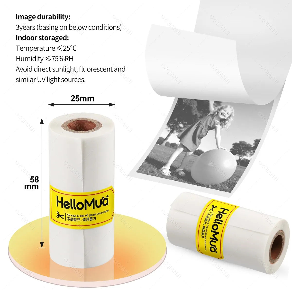 Transparent Thermal Label Paper Rolls for 57/58mm Mini Printers