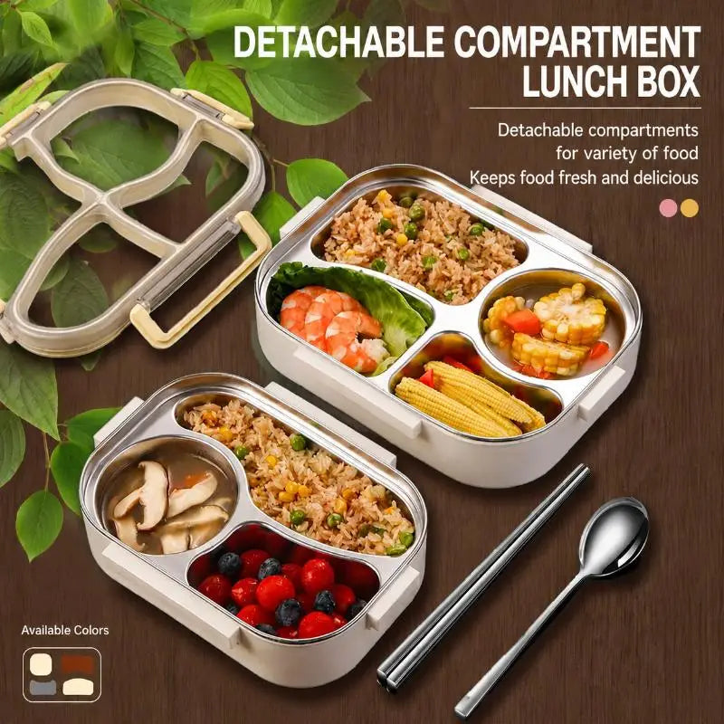 304 Stainless Steel Bento Lunch Box – 4 Compartment Leak-Proof Bento Lunch Box Nixie