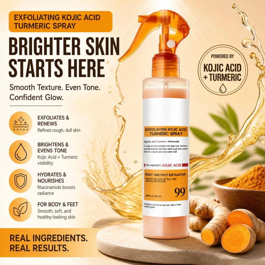 Kojic Acid Turmeric Exfoliating Body & Foot Spray 200ml Exfoliating Body Spray Nixie
