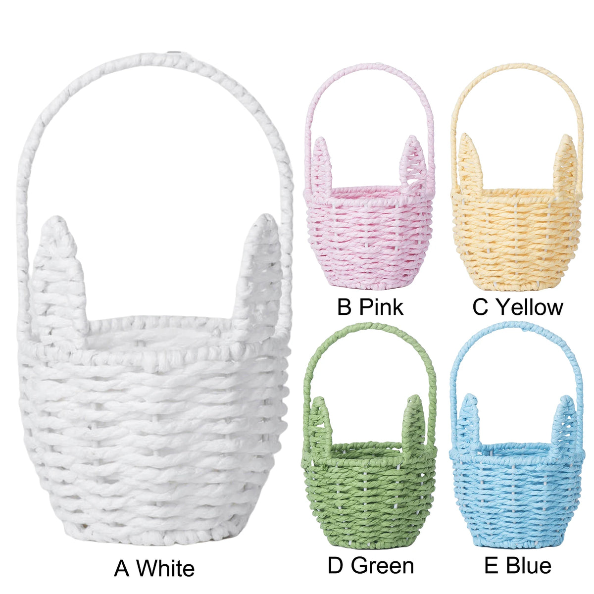 Easter Bunny Ears Woven Basket with Handle | Gift Organizer Woven Gift Basket Nixie