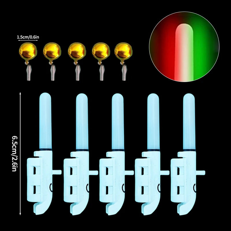 5Pcs LED Fishing Bite Alarm Light Stick Rod Bell CR425 Fishing Bite Alarm Nixie S- Two color flash CR425 Battery