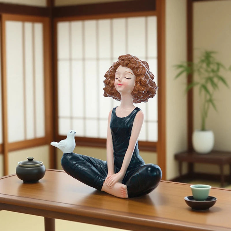 Yoga Girl Resin Figurine – Meditation Statue Desk Ornament Resin Yoga Figurine Nixie
