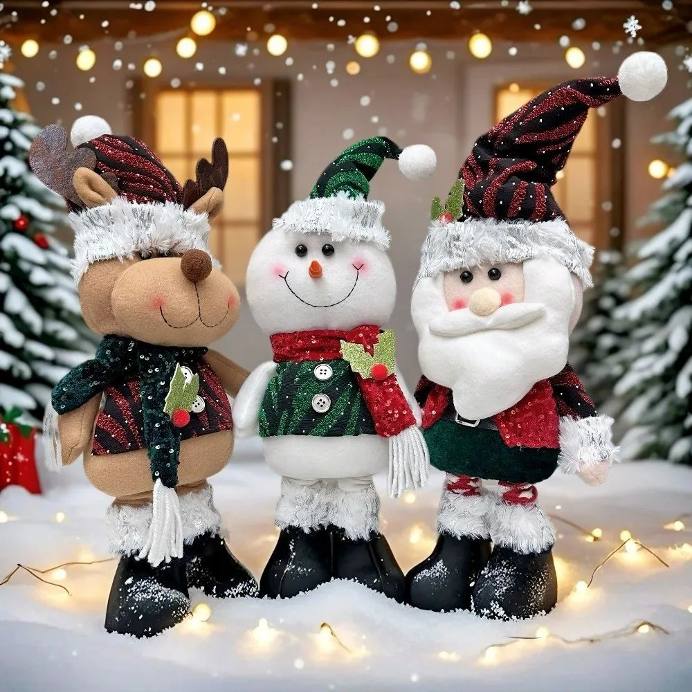 Christmas Snowman & Santa Plush Sequin Decoration Doll Christmas Plush Doll Nixie