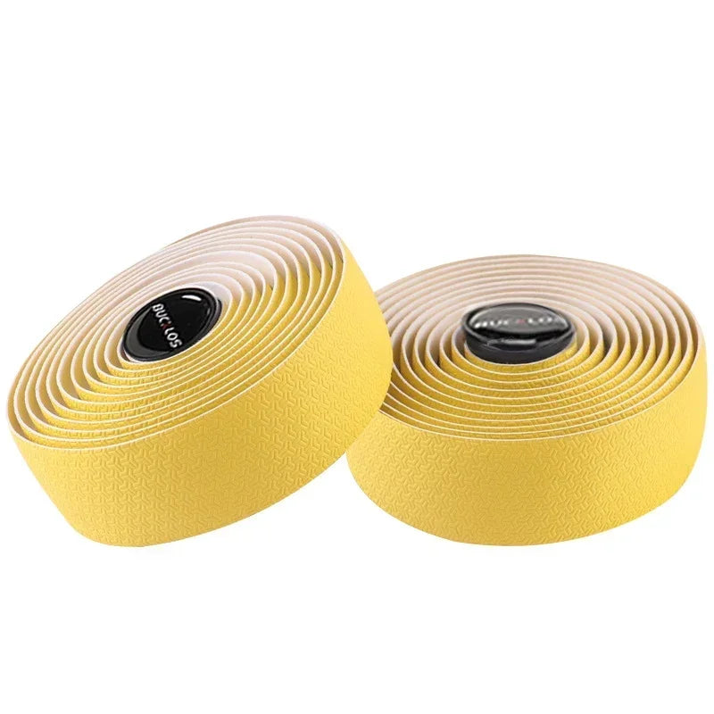 BUCKLOS Road Bike Handlebar Tape Non-Slip PU EVA Bar Wrap Bicycle Handlebar Tape Nixie M2-YELLOW