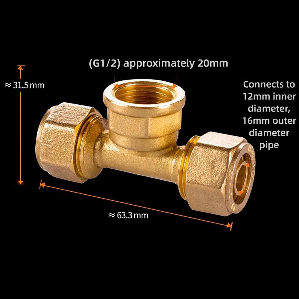 Brass Pipe Fitting Male/Female Thread Solar Water Heater 2/3 Way Brass Pipe Fitting Nixie 8