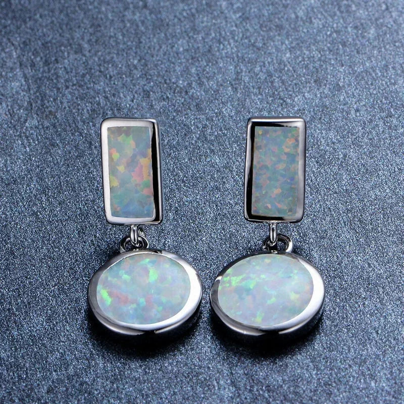 White Simulated Opal Stud Earrings – Trendy Fashion Gift Stud Earrings Nixie