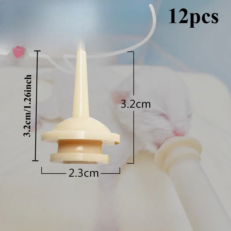12-Pack Pet Silicone Feeding Nipples – Milk, Water & Medicine