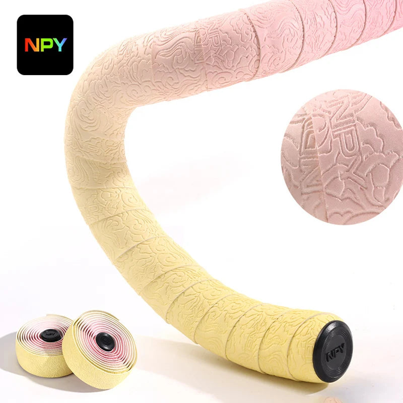 Soft Anti-Slip Bike Handlebar Tape – Road & Gravel Cycling Bicycle Handlebar Tape Nixie YELLOW-PINK