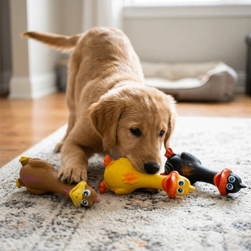 Soft Latex Dog Squeaky Toy – Duck & Chicken Chew Molar Dog Squeaky Toy Nixie