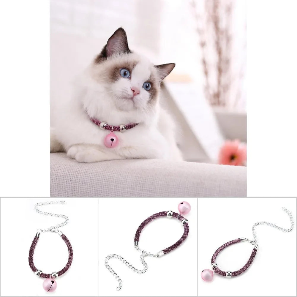 Japanese Style Cat Collar with Bell – Adjustable Nylon Cat Collar Nixie
