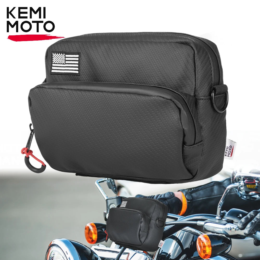 KEMIMOTO Motorcycle Handlebar Bag – Universal Fork & Sissy Bar Motorcycle Handlebar Bag Nixie