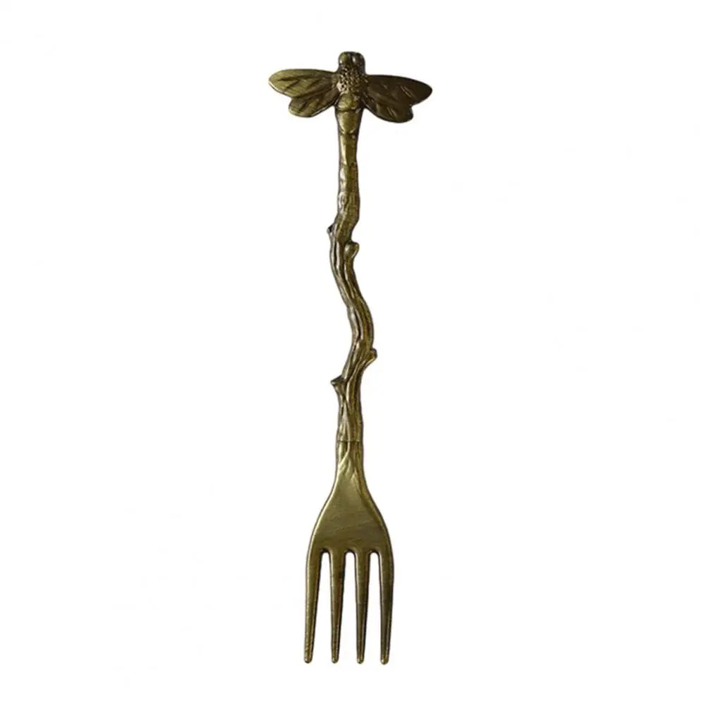 Dragonfly Handle Dessert Fork – Elegant Zinc Alloy Fruit Fork Decorative Dessert Fork Nixie Antique Bronze