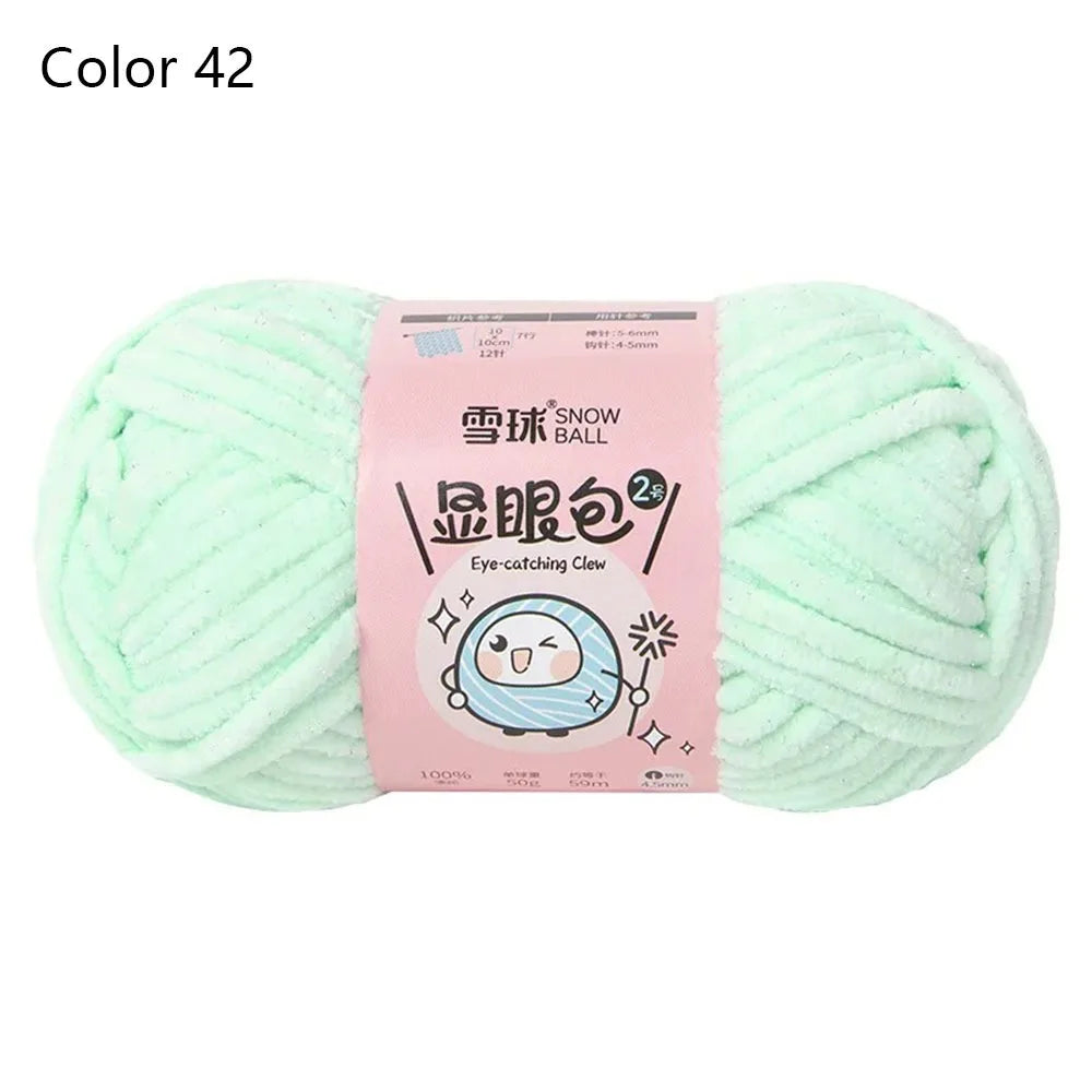 Soft Chenille Yarn 50g 59M 4.5mm – Shiny Chunky Knitting Yarn