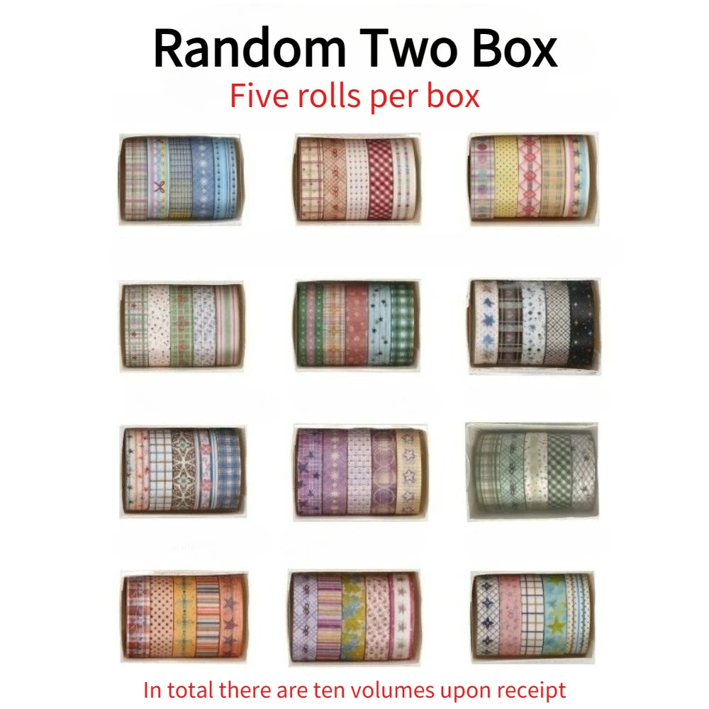 10pcs Cute Cartoon Washi Tape Set – Grid & Star Designs Decorative Washi Tape Nixie Random 2box