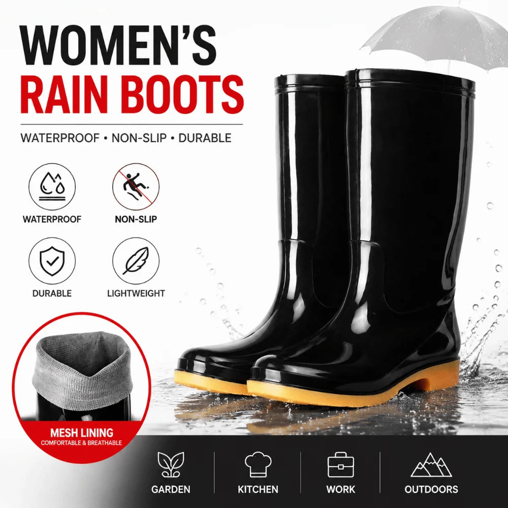 Women's Non-Slip Waterproof Mid-Calf Rain Boots | PVC Garden Boots Women's Rain Boots Nixie