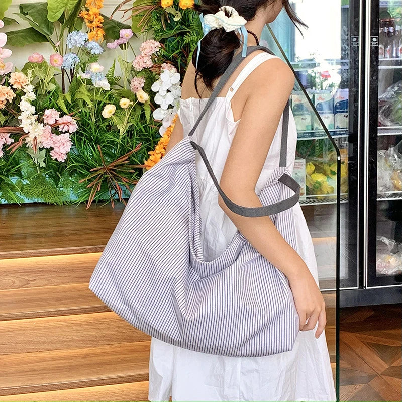 Striped Canvas Tote Bag for Women – Large Shoulder Bag Canvas Tote Bag Nixie