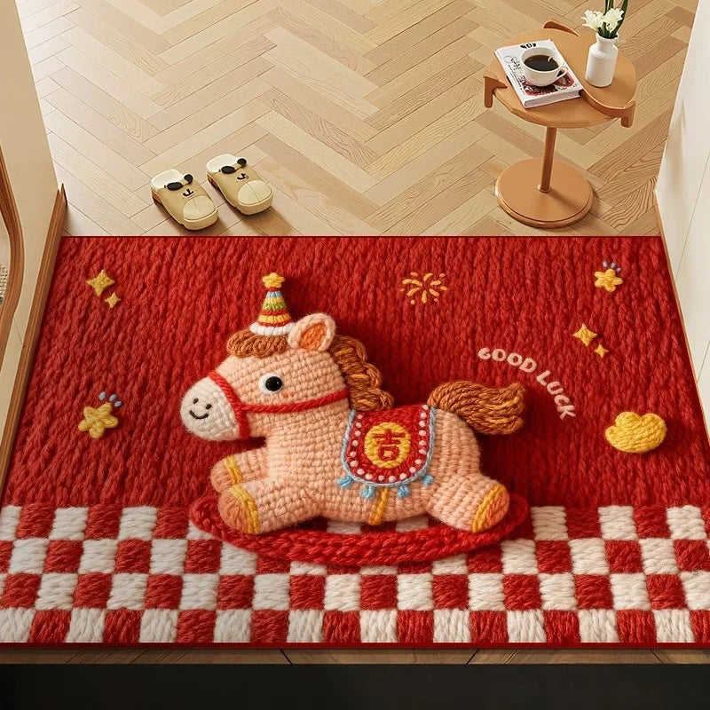 Chinese New Year 2026 Non-Slip Door Mat – Horse Festival Rug Decorative Door Mat Nixie S20 40x60cm