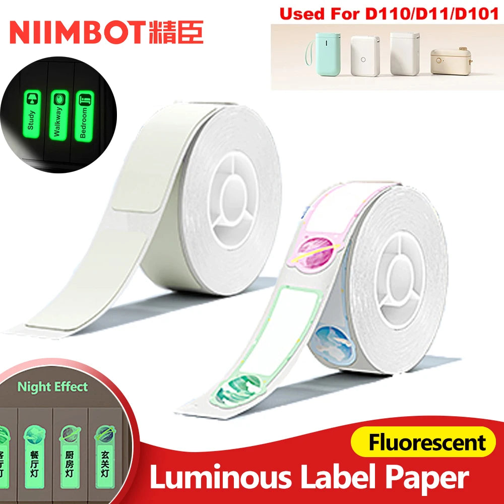 Niimbot D11 D110 D101 Luminous Fluorescent Label Sticker Roll