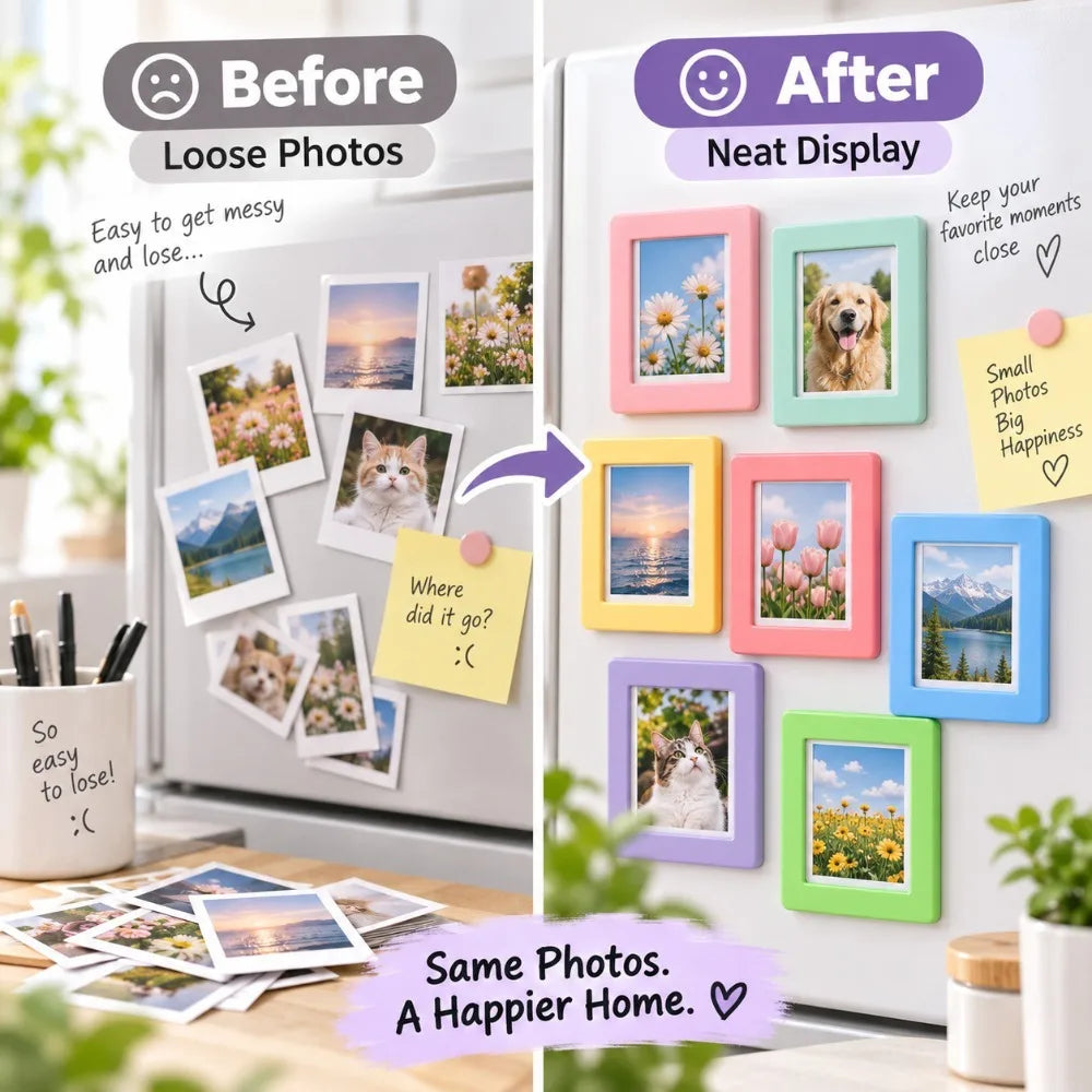 10PCS Kawaii Magnetic Photo Frames | Mini 3 Inch Fridge Holders