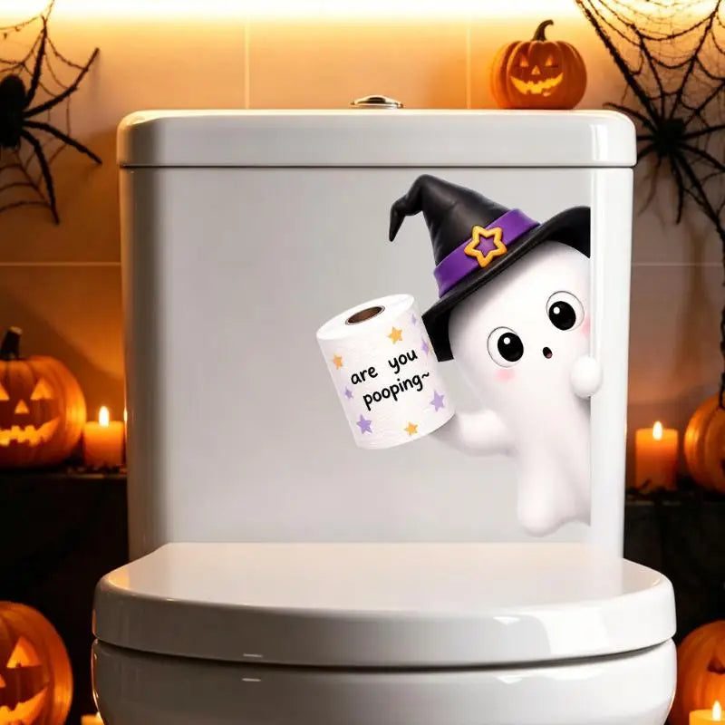 Halloween Toilet Stickers – Waterproof Ghost & Skeleton Decals Halloween Decor Stickers Nixie