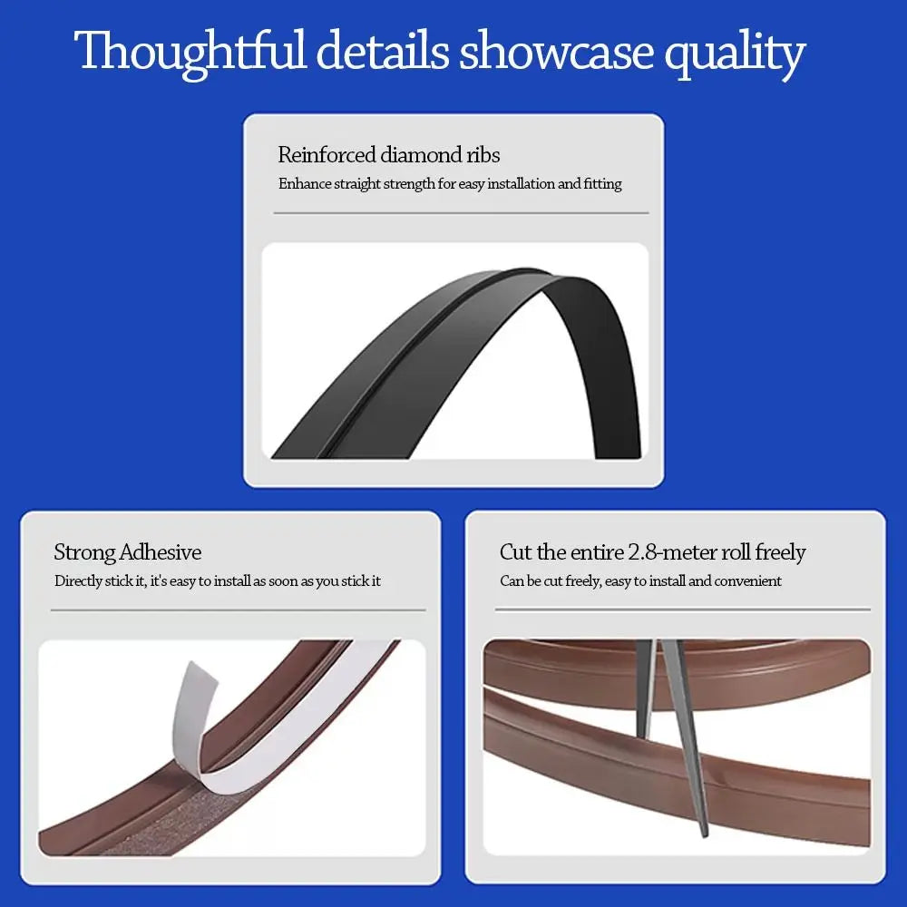 Self-Adhesive Cabinet Door Seal Strip 2.8M TPE Dust Guard Door Seal Strip Nixie