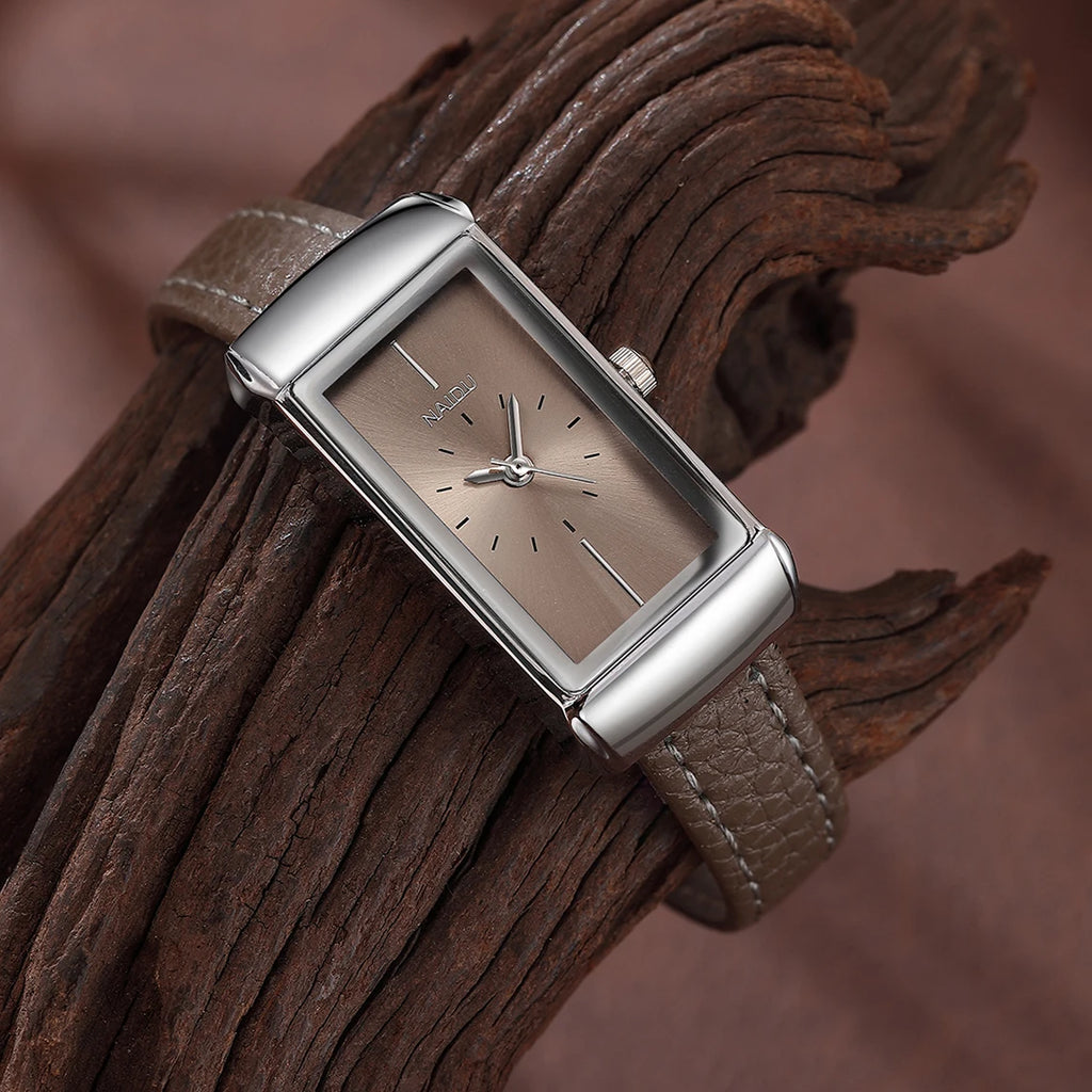 Women's Retro Square Quartz Watch with Leather Strap | Naidu Women's Quartz Watch Nixie