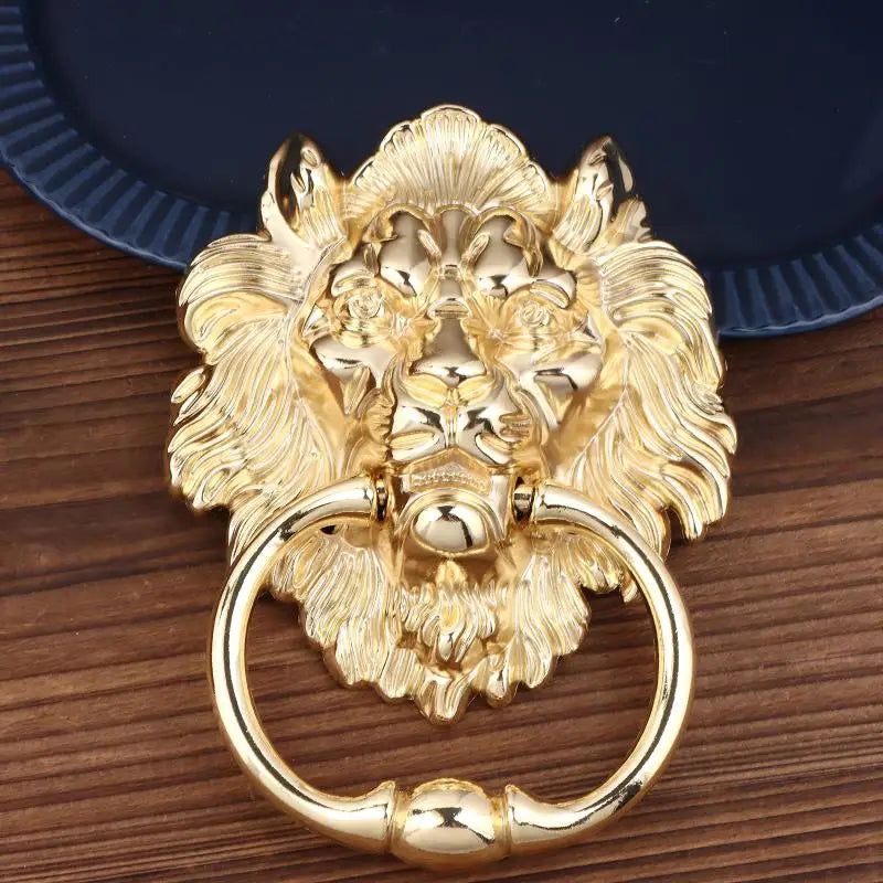 Lion Head Door Knocker Pull Handle – Gold & Silver Zinc Alloy Door Knocker Handle Nixie Gold
