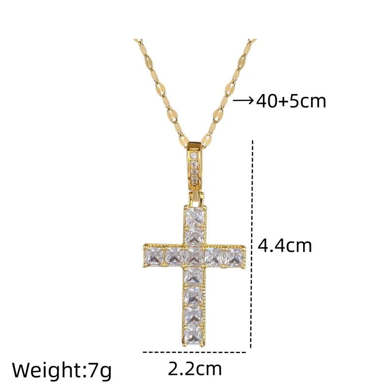 Women's Gold Cross Pendant Necklace – Stainless Steel Choker Pendant Necklace Nixie XL2606-648