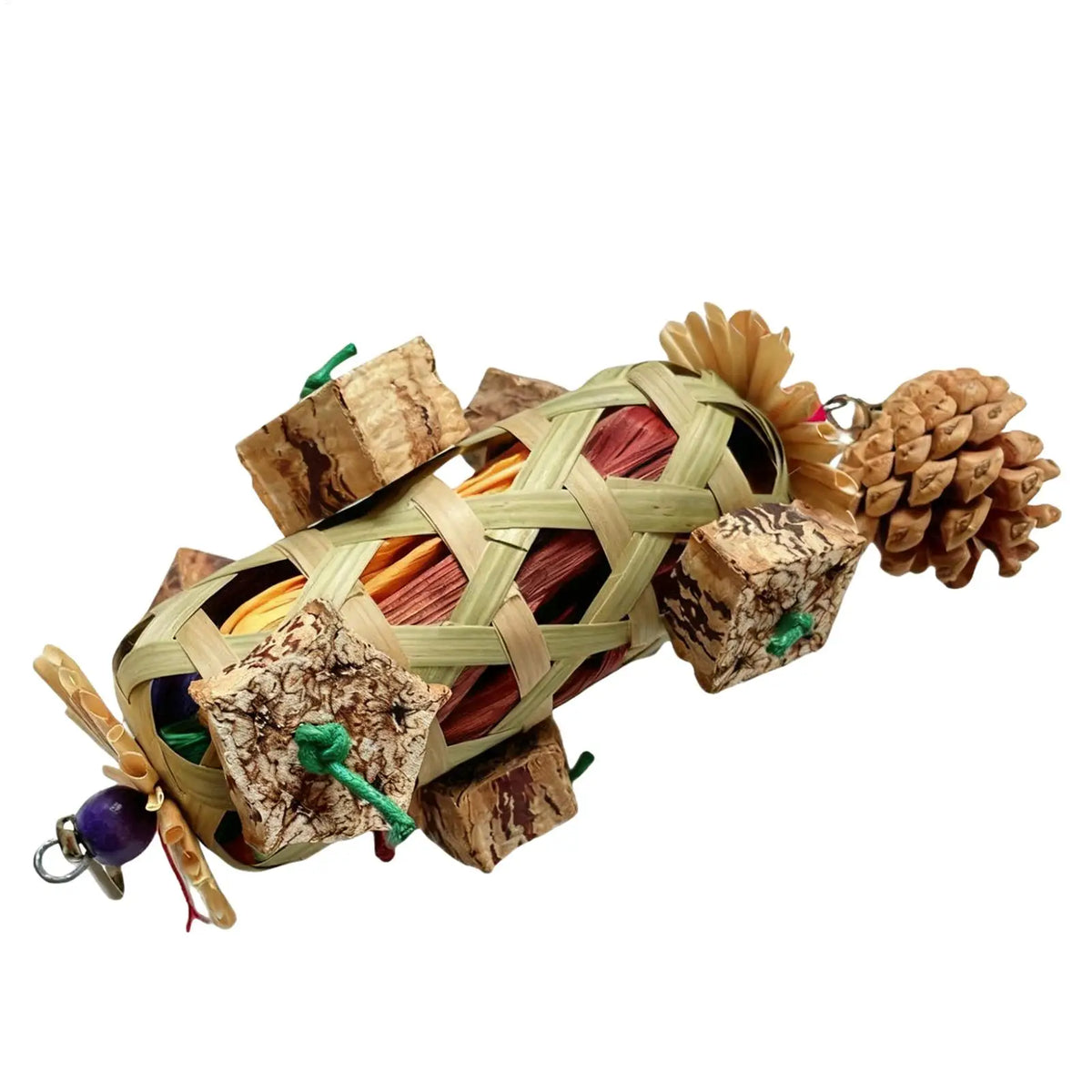 Parrot Hanging Chew Toy Bird Foraging Basket – Wood & Corn Cob Bird Foraging Toy Nixie Default Title