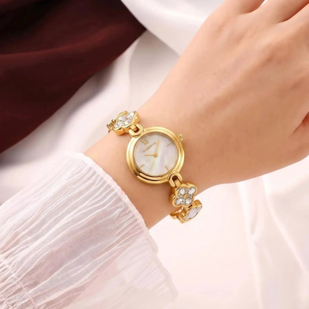 REBIRTH Four-Leaf Clover Mother-of-Pearl Women's Quartz Watch Women's Quartz Watch Nixie