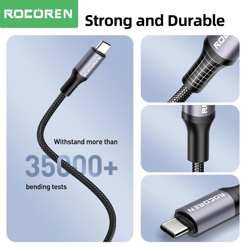 Rocoren 240W USB-C Cable PD 3.1 Fast Charging 5A 2M/3M USB-C Charging Cable Nixie