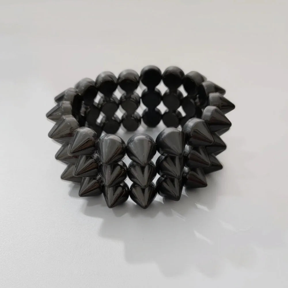 Triple Layer Spiked Y2K Punk Bangle – Chunky Wide Bracelet