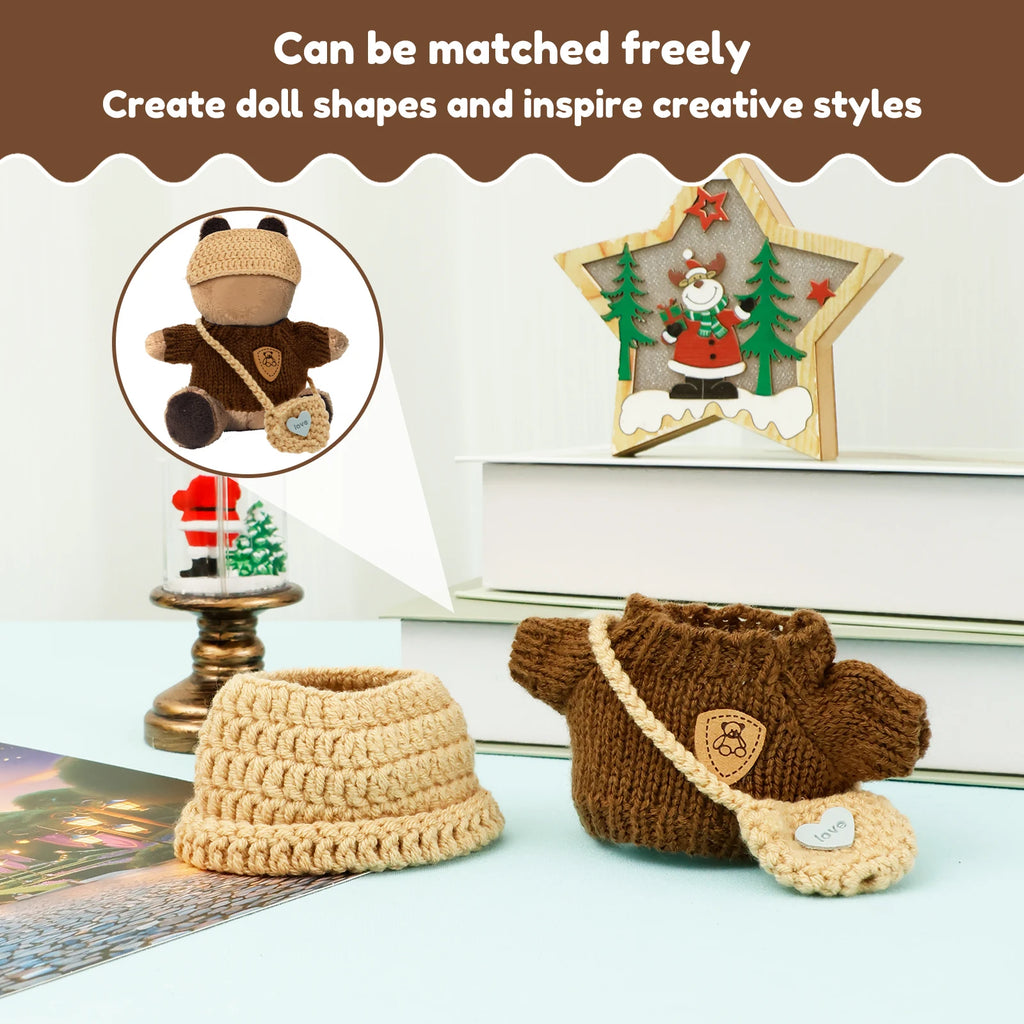Crochet Doll Clothes Set – Hat, Sweater & Bag for 6" Dolls Doll Clothing Set Nixie