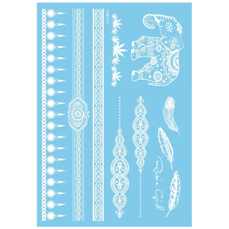 White Lace Temporary Tattoos – Moon Flower Star Body Art