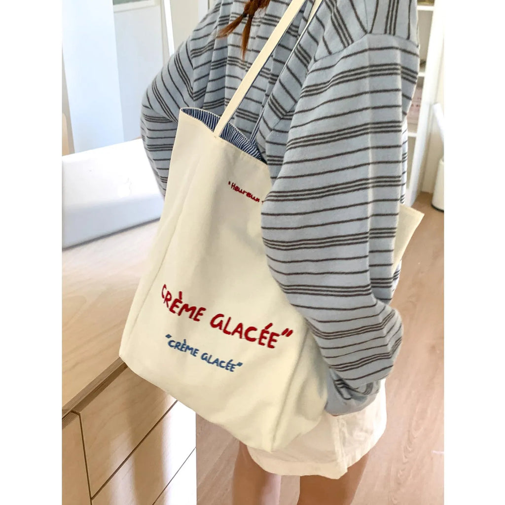 Large Striped Canvas Tote Bag for Women – Nixie Commuter Bag Canvas Tote Bag Nixie