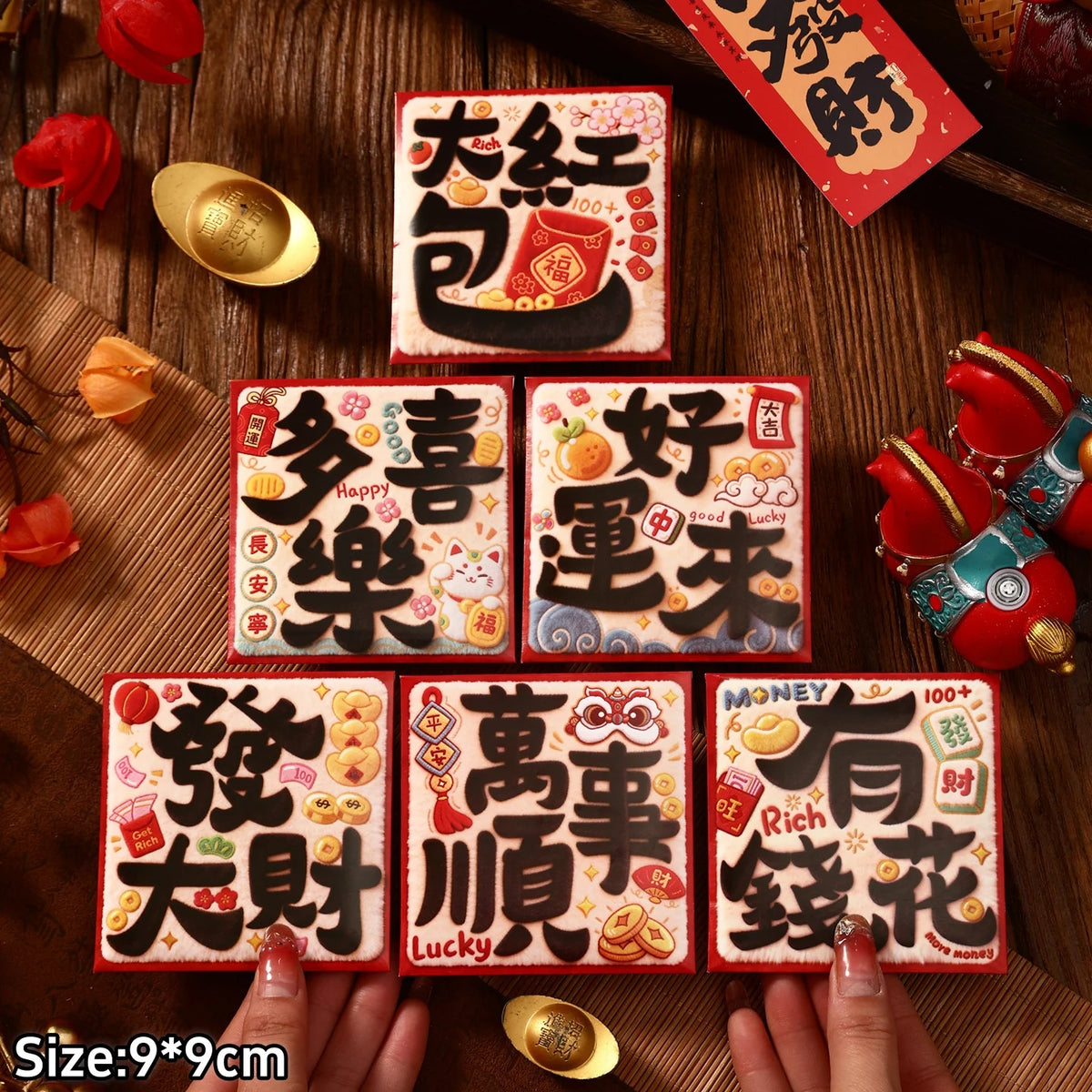 6Pcs 2026 Year of the Horse Red Envelopes – Lucky Money Pouches