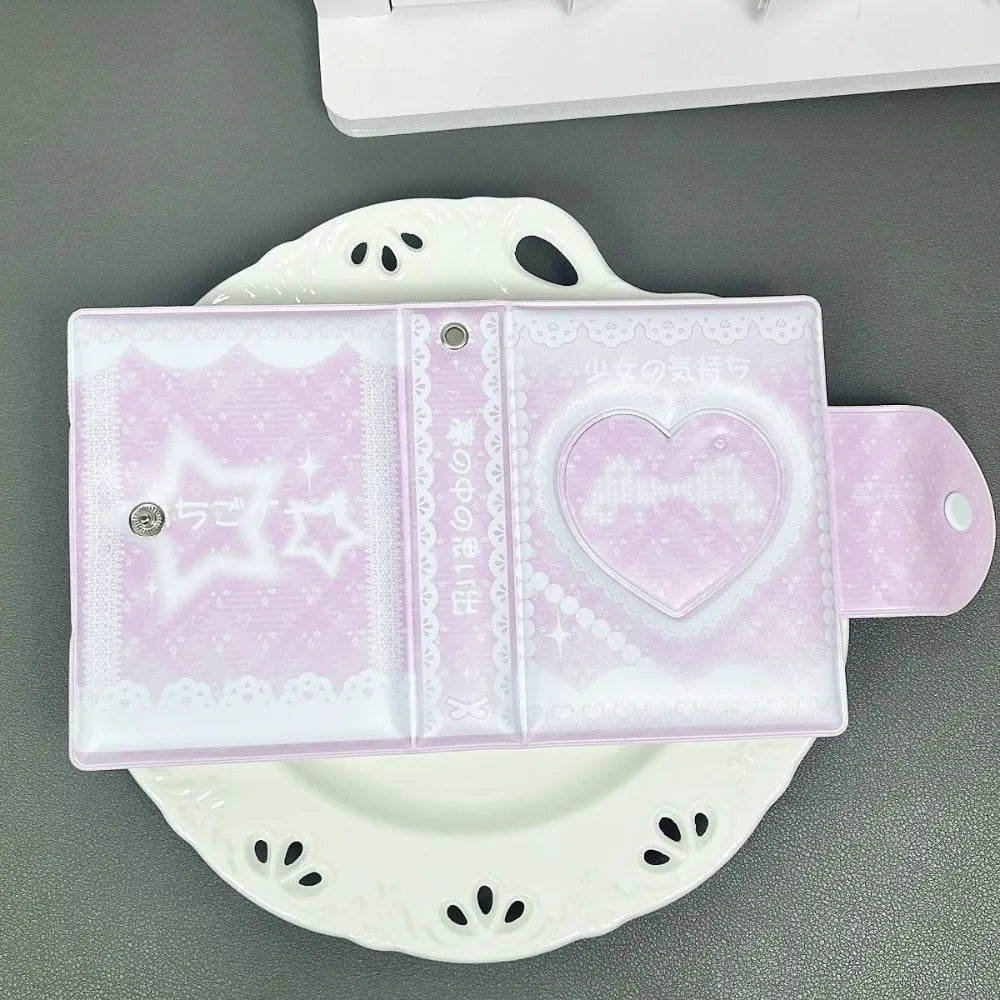 Pink Bow Mini Photocard Binder 3 Inch PVC Card Album 16 Pages Photocard Binder Nixie