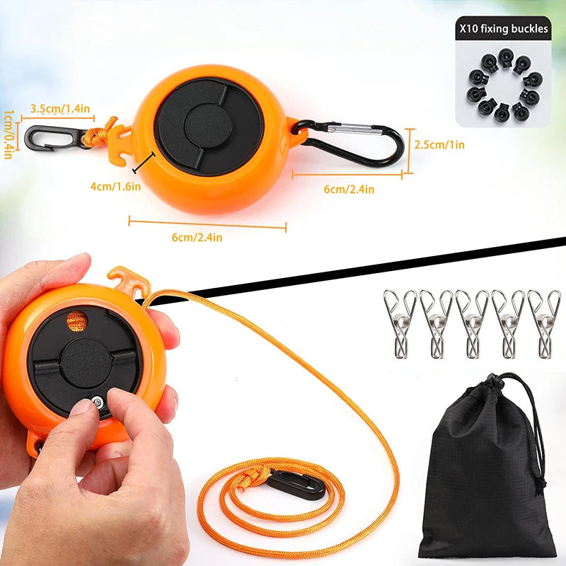 Portable Travel Clothesline 33ft Adjustable Laundry Drying Rope