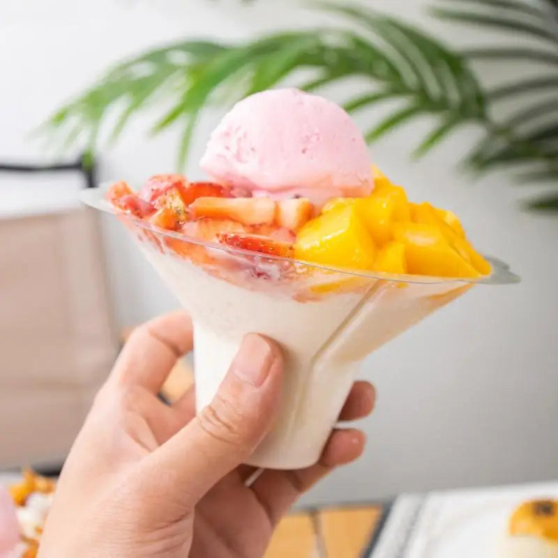 50 Pcs Flower Snow Cone Cups Leak-Proof Plastic Ice Cream Bowls Snow Cone Cups Nixie