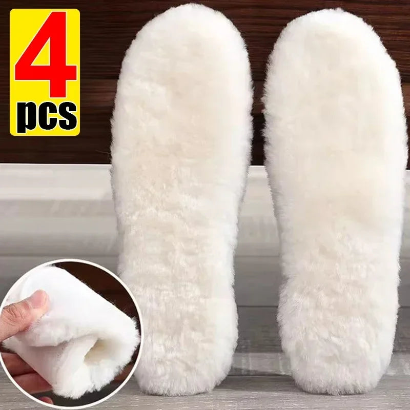 Sheepskin Wool Insoles – Warm Fluffy Fleece Shoe Pads for Winter