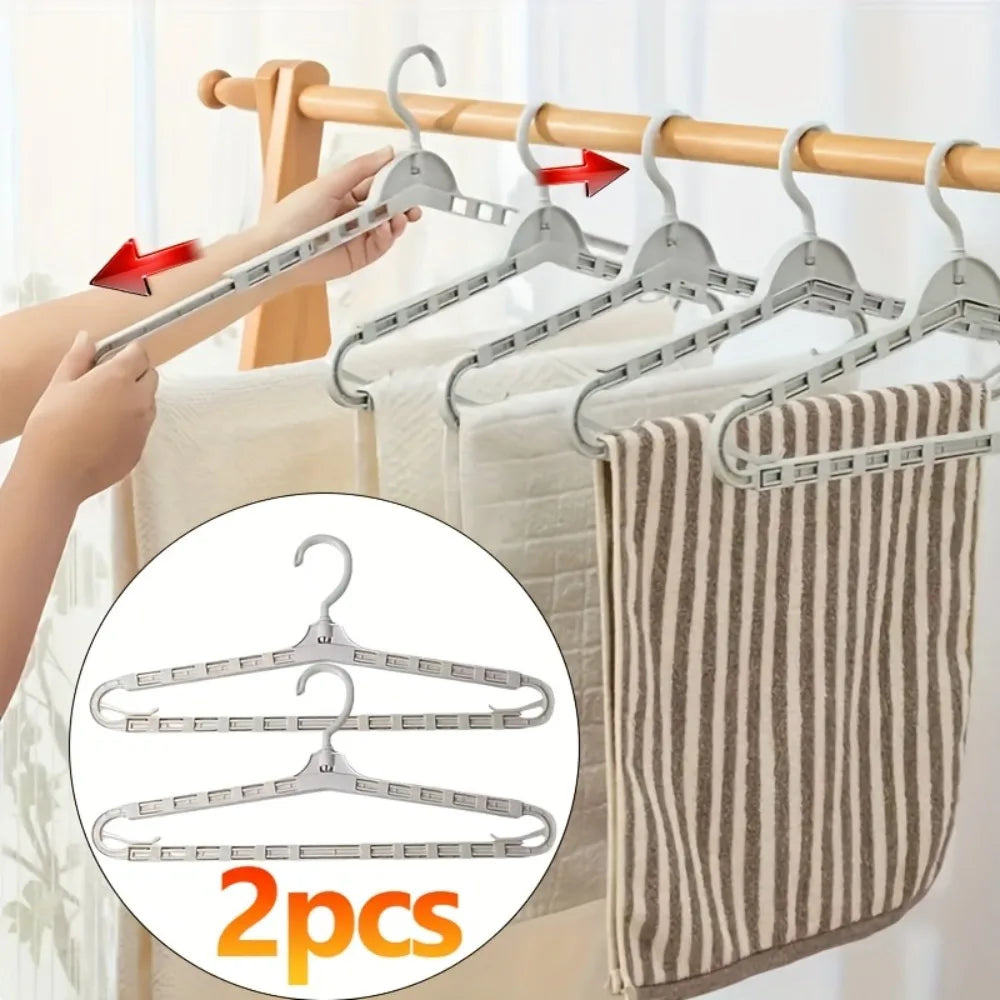 2PCS Telescopic Pull-Out Hanger 360° Rotatable Closet Drying Rack