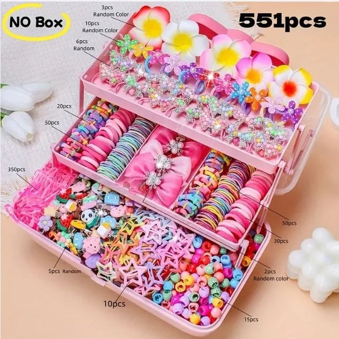 850PCS Girls Grosgrain Ribbon Hair Ties & Elastic Hair Bands