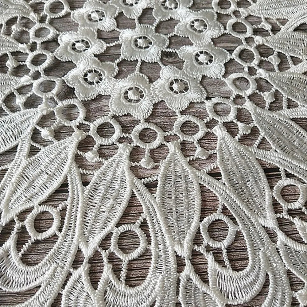 Round White Lace Embroidery Placemat – Floral Hollow Table Mat Lace Table Placemat Nixie