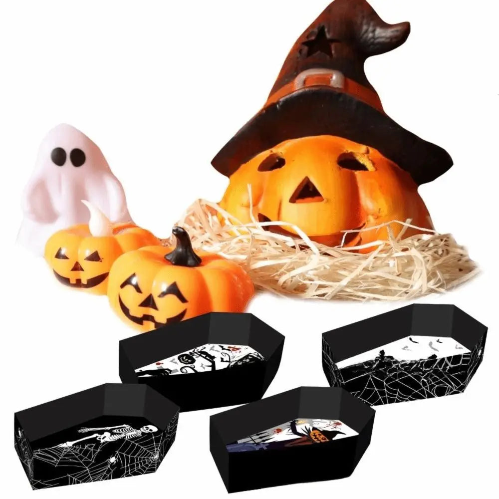 Halloween Paper Cookie Gift Boxes & Food Trays – 12 Pcs