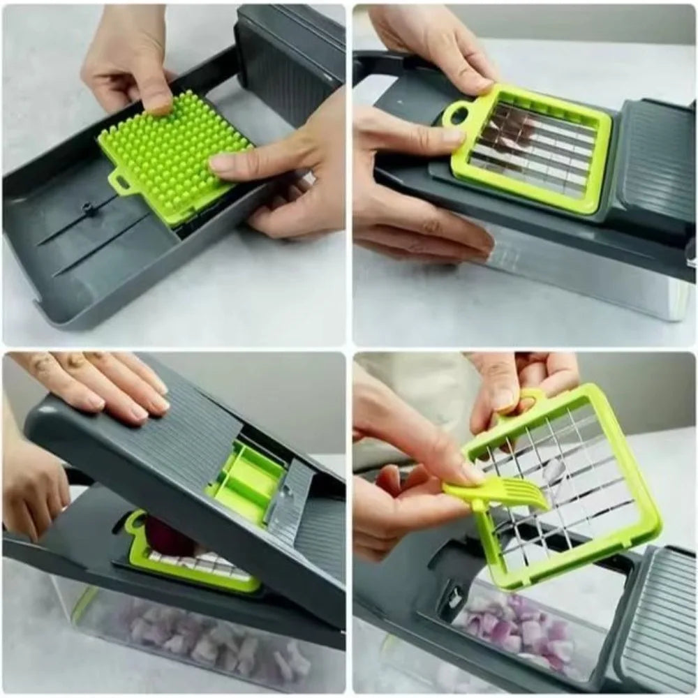16-in-1 Vegetable Chopper Slicer Dicer Grater – Stainless Steel Vegetable Chopper Slicer Nixie