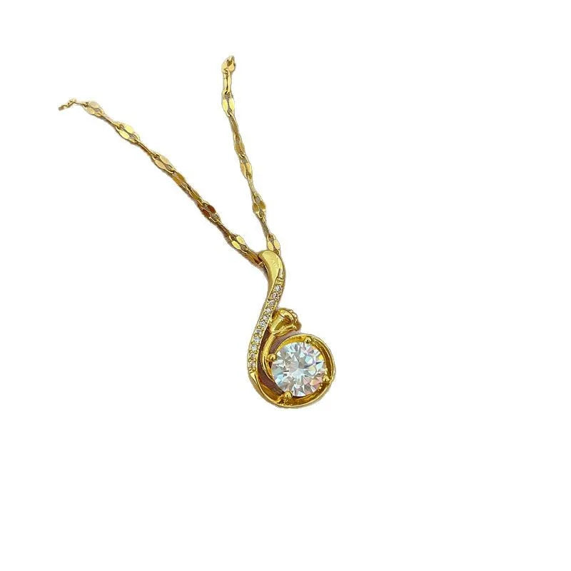 Lark Pendant Clavicle Necklace | Gold Stainless Steel Women Pendant Necklace Nixie