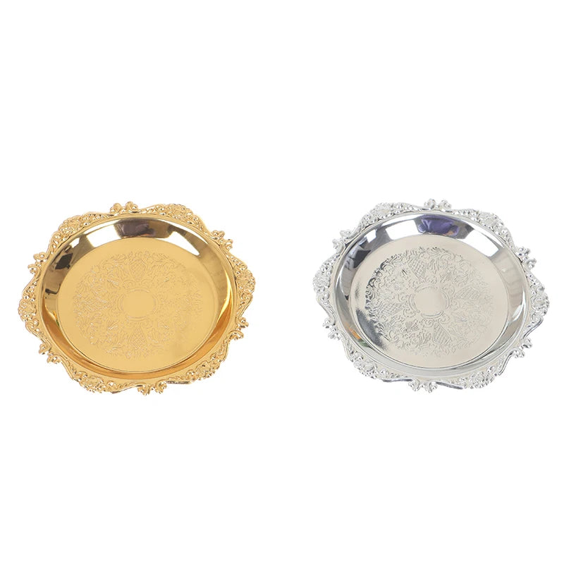 Silver Gold Glossy Iron Tray – Decorative Buffet & Party Plate Decorative Serving Tray Nixie