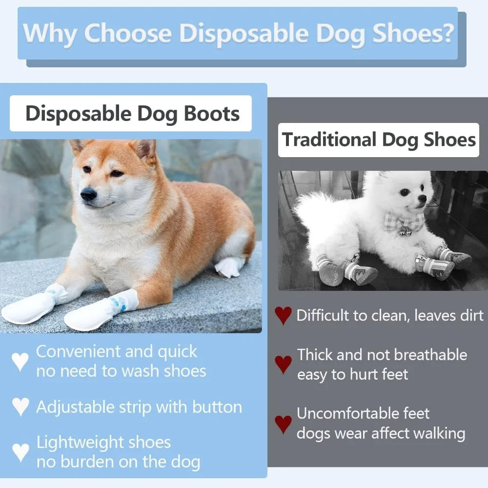 Disposable Dog Booties – Waterproof, Self-Adhesive, 20-Pack